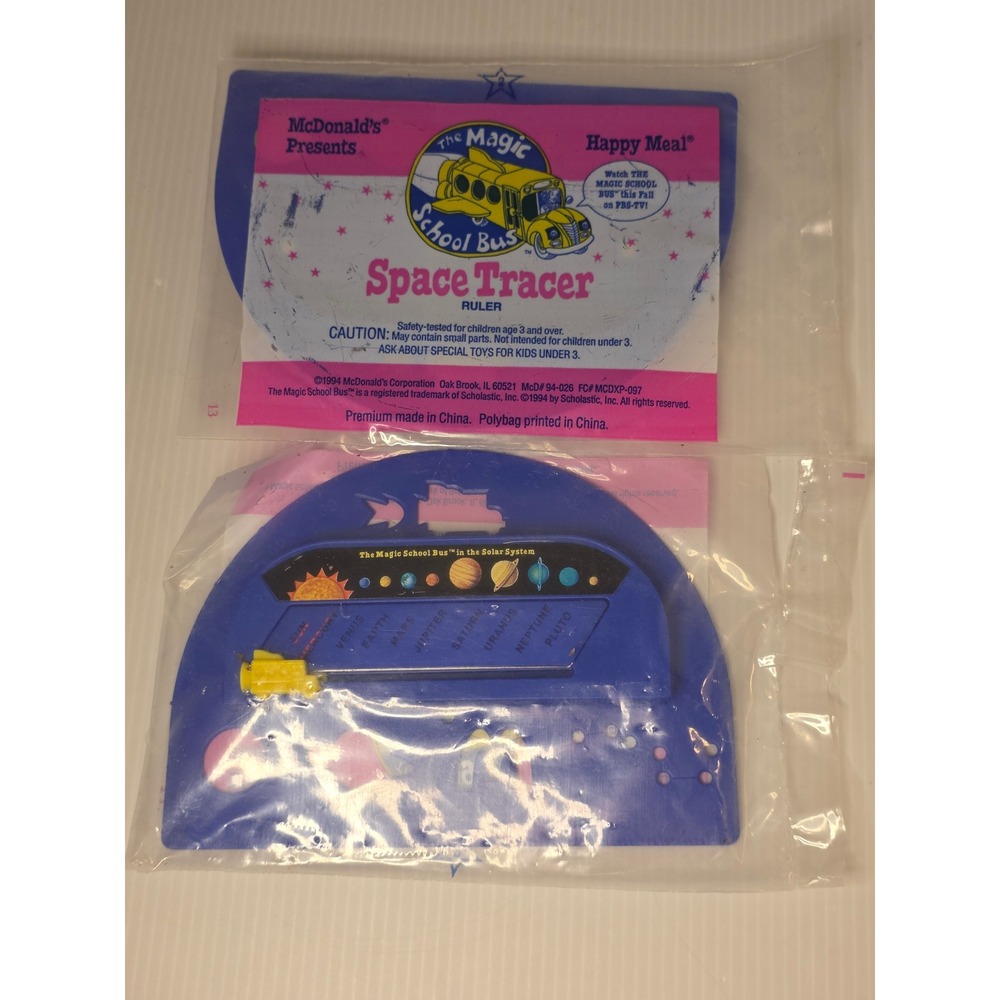 McDonald's Magic School Bus Space Tracer Ruler OS Blue New 1994 MCDXP-097